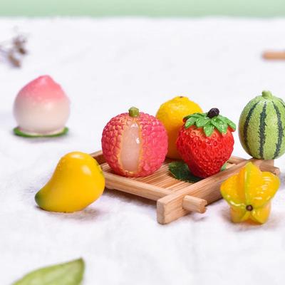 Статуэтки Миниатюрные Искусственные Фрукты Украшения Из Смолы Кавайные Персиковые Клубничные Настольные Аксессуары Для Украшения Дома Декор Комнаты