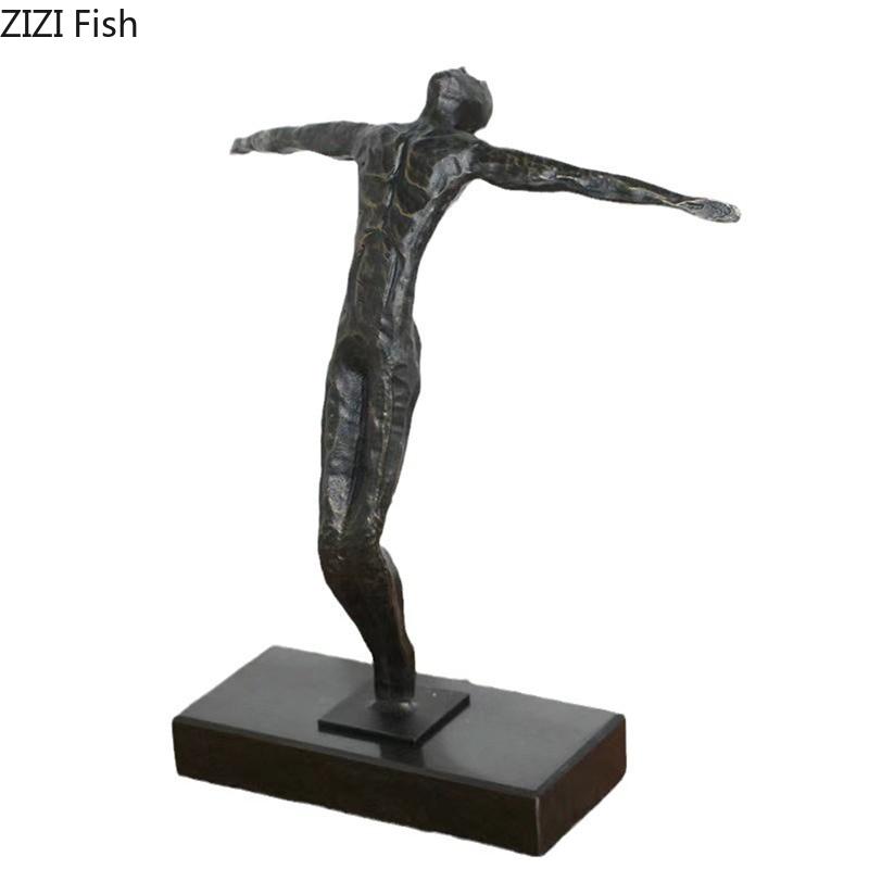 Diving Athletes Abstract Figures Statue Desk Decoration Creative Character Metal Sculpture Ornaments Room Aesthetics Decor