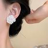 Super Fairy Pure White Flower Earrings Women'S Summer Pink Vacation Style Niche Stud Earrings Retro French Earrings
