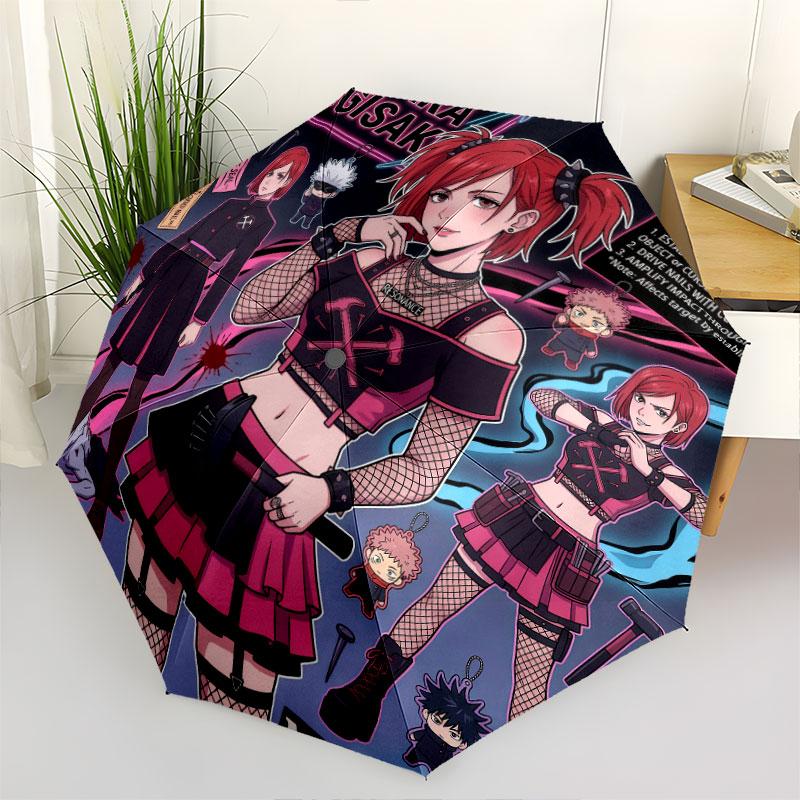 1 PC Automatic Folding Umbrella - Jujutsu Kaisen Pattern Portable Foldable Design With 8 Ribs Christmas Birthday Gifts
