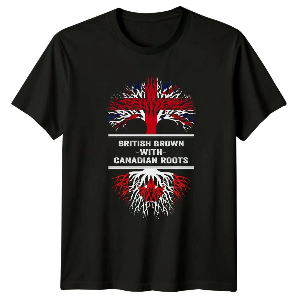 British Grown With Canadian Roots T-Shirt British Canadian Heritage Birthday
