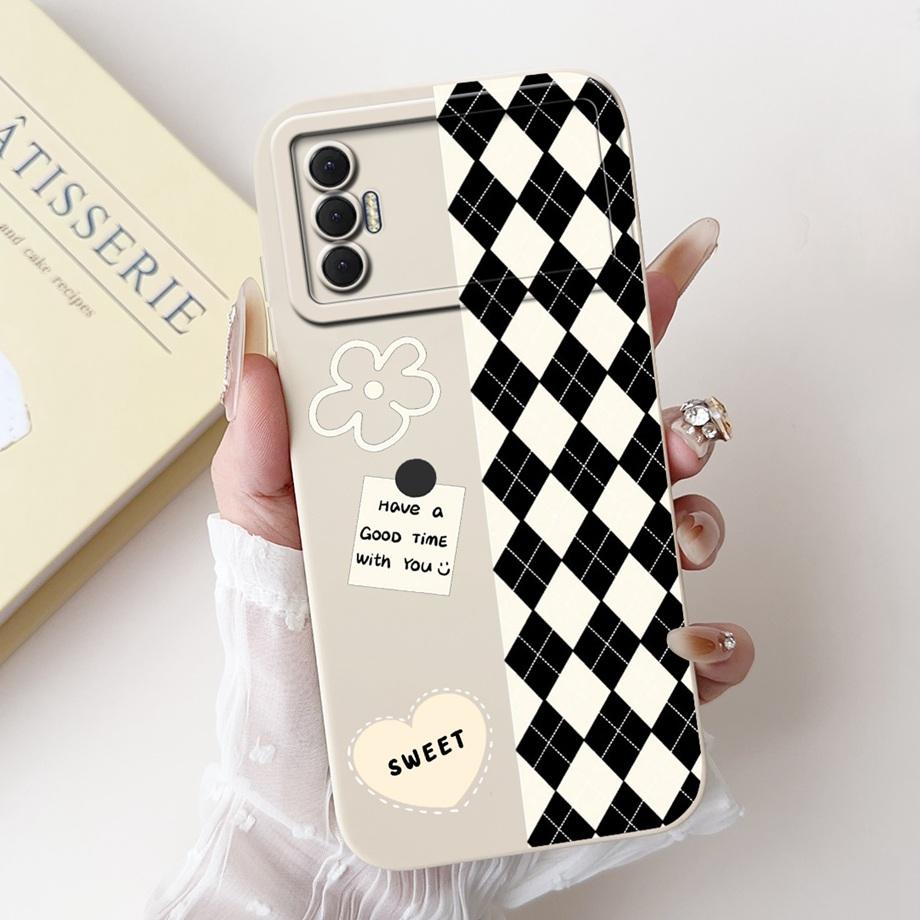 For Tecno Spark 8P KG7H KG7 KG7n Case Liquid Silicone Soft TPU Back Cover For Spark8P 8 P Phone Funda Gothic Black Night Bumper
