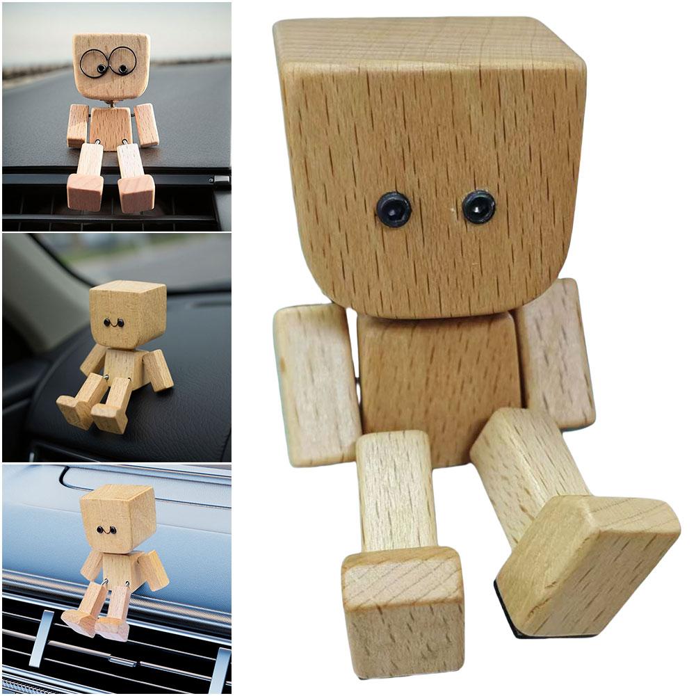 Charming Wooden Figure Wear Resist Swaying Little Wooden Figure Multi-Purpose Air Outlet Fragrance Ornaments Solid Wood Diffuser