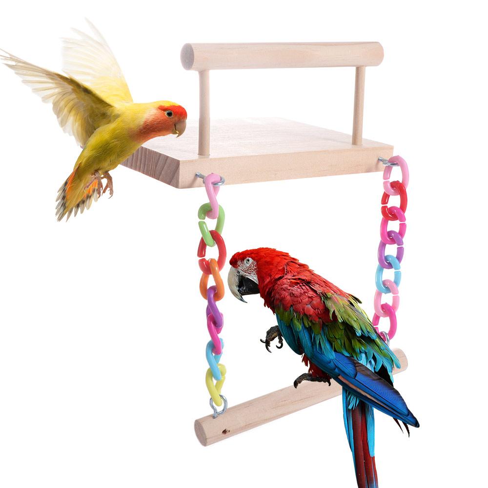 Подставка для птичьего жердочки из натурального дерева, клетка-платформа, подвесная игрушка для попугая, шиншиллы