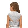 Sleeveless Backless Hooded Crop Top for Girls: Front Zipper Sparkling Sequins Dancewear for Hip-Hop Jazz Performance