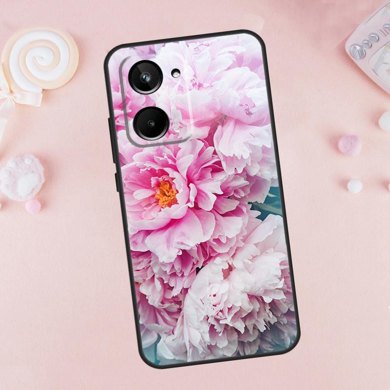 Элегантный розово-фиолетовый цветок пиона для чехла Realme 9 10 11 12 Pro Plus GT5 GT Neo5 C21Y C25s C30 C31 C33 C35 C51 C53 C67 C55