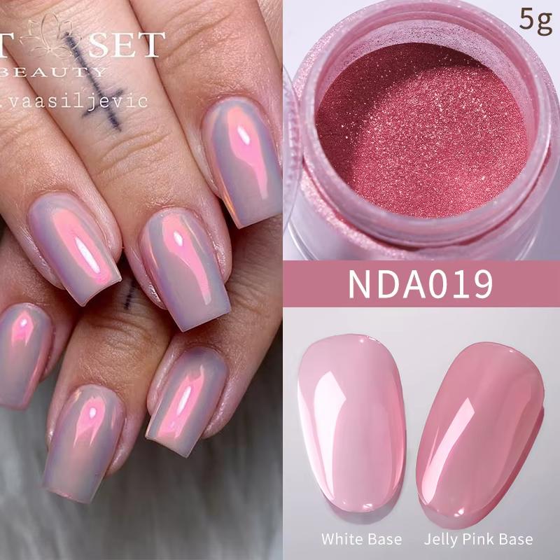 NICOLE DIARY Aurora Pearl Nail Powder Purple Pink Blue Mirror Glitter Dust Pigments UV Gel Polish Nail Arts Supplies Decorations
