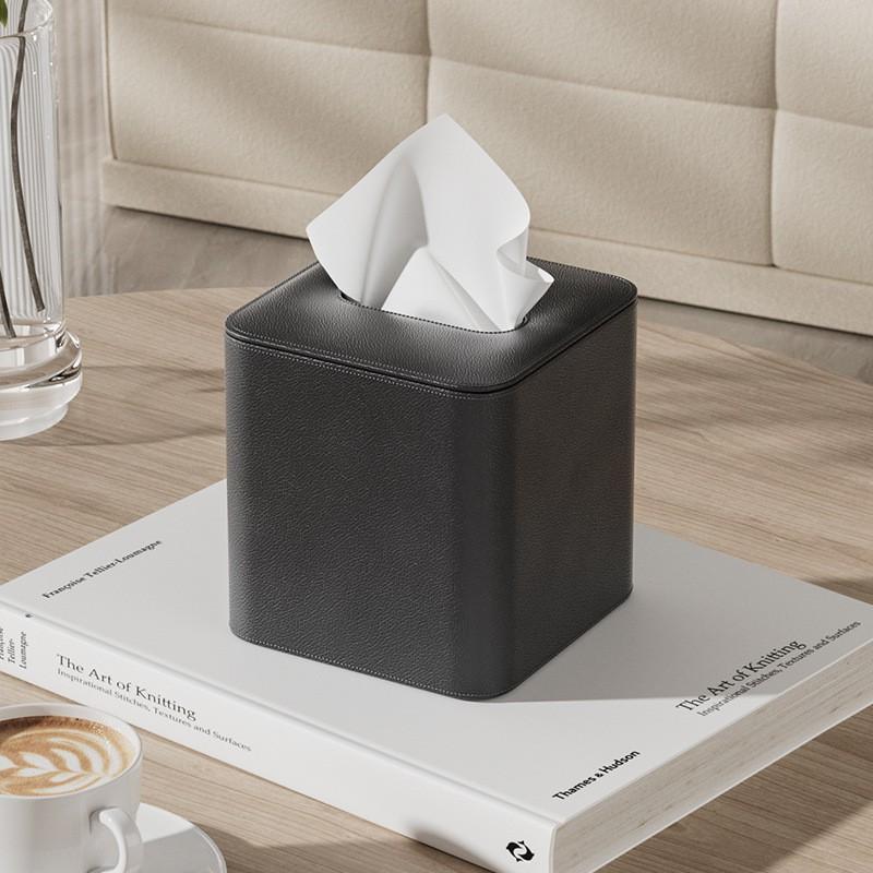 Square Leather Tissue Box Holder Modern Minimalist Home Hotel Living Room Bedroom Dining Car Waterproof Multi-Use
