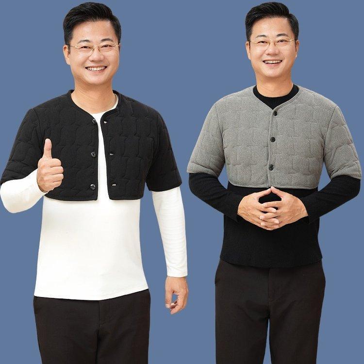 Мужской зимний бархатный стеганый жилет - Теплый, свободного кроя, с защитой плеч и шеи для людей среднего и пожилого возраста