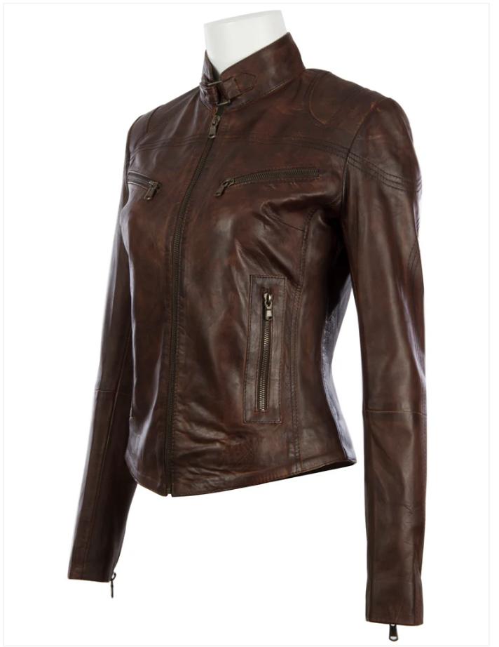 AVIATRIX Women's Real Leather Jacket (CRD9) - Nevada Brown