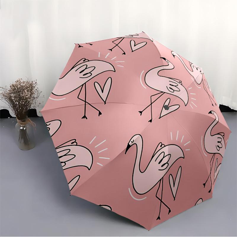 1pc Flamingo Pattern Automatic Cute Umbrella 8-Bone Design Compact Gear for Outdoor Travel, Perfect Holiday Gift yy251230045