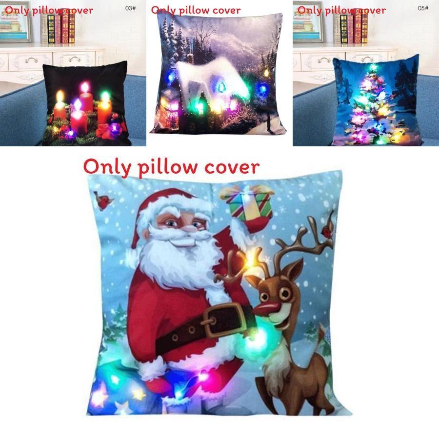 Led Vintage Cotton Linen Pillow Case With Color Changing Lights For Sofa And Couch Decor