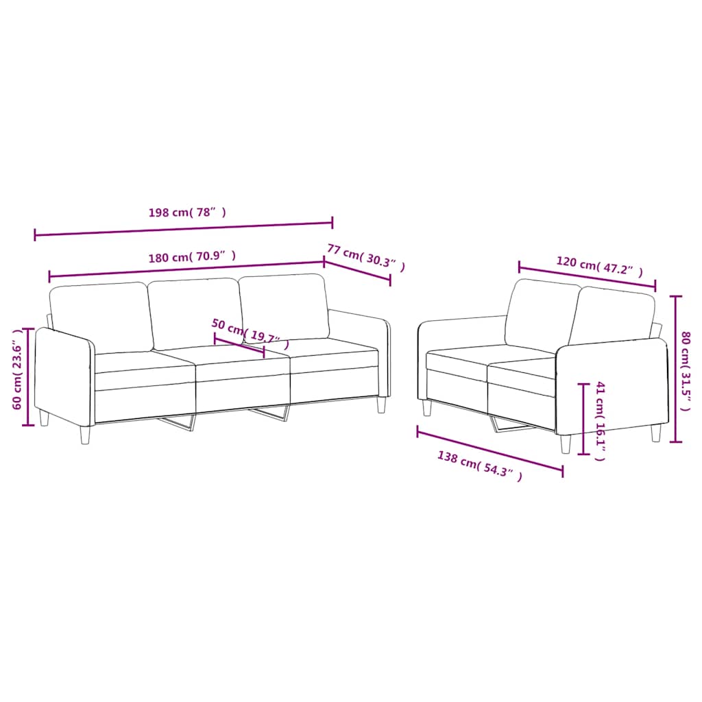 2 Piece Sofa Set Blue Velvet