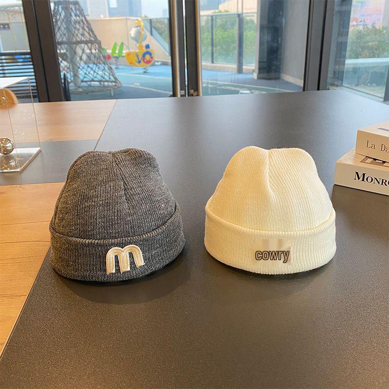 Осенне-зимняя шерстяная детская шапка - Вязаная шапка-бини с буквой, корейский стиль, пуловер для новорожденных