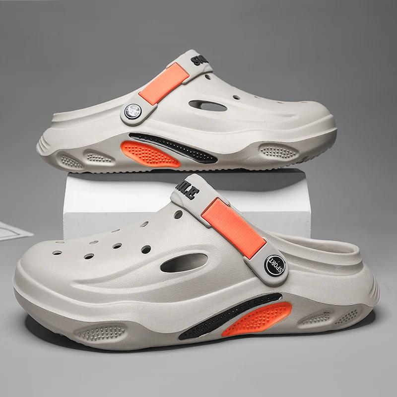 2025 летние мужские тапочки легкие EVA мужские повседневные туфли Hole Shoes Outdoor Garden Clogs мужские пляжные плоские шлепанцы