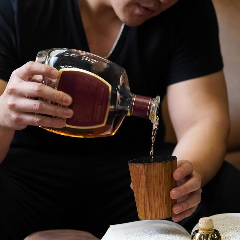 Чашка для виски ручной работы, обожженная, в форме деревянной бочки, обожженный сосуд для питья, уникальная чаша-грааль для виски в стиле олд фэшн