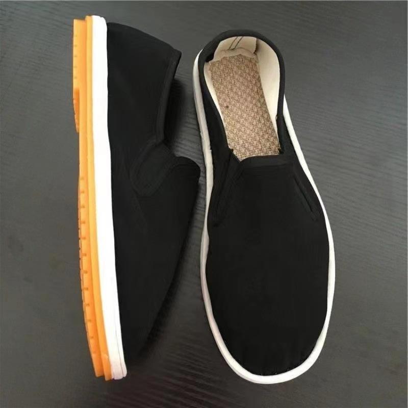 Тканевые туфли лазанья черные тканевые туфли резиновая подошва имитация шины мужские хлопковые тканевые туфли