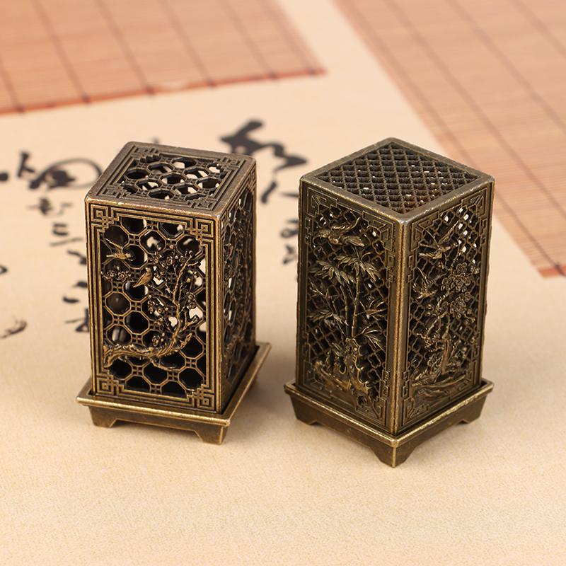 Square/Cylindrical Vertical Incense Burner Zinc Alloy Incense Holder Indoor Aromatherapy Home Ornament Chinese Inense Burners