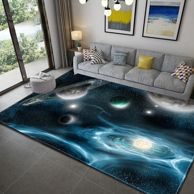 Living Room Non-Slip Rug Home Decor Living Room Earth Large Rug Galaxy Space Cushion Soft Area Rug