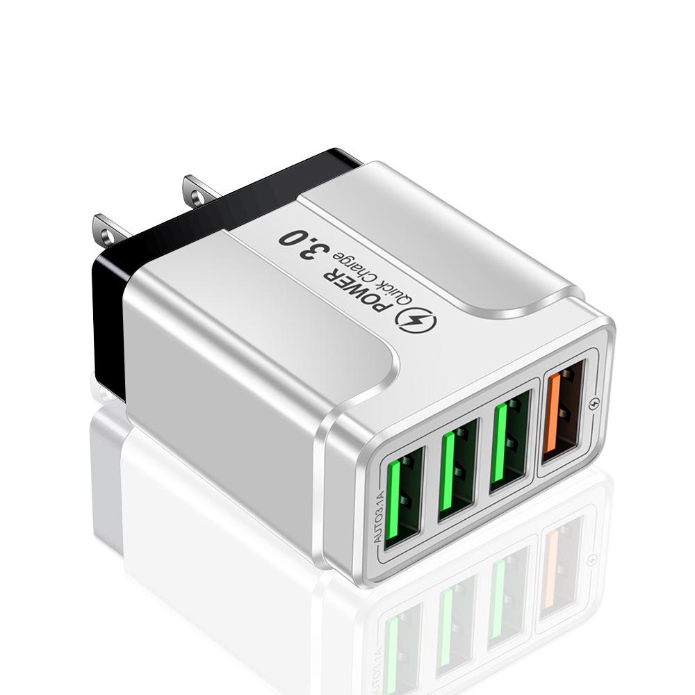 QC3.0 4-Port USB Rapid Charger for EU/UK/AU Plugs - Multi-Device Fast Charging