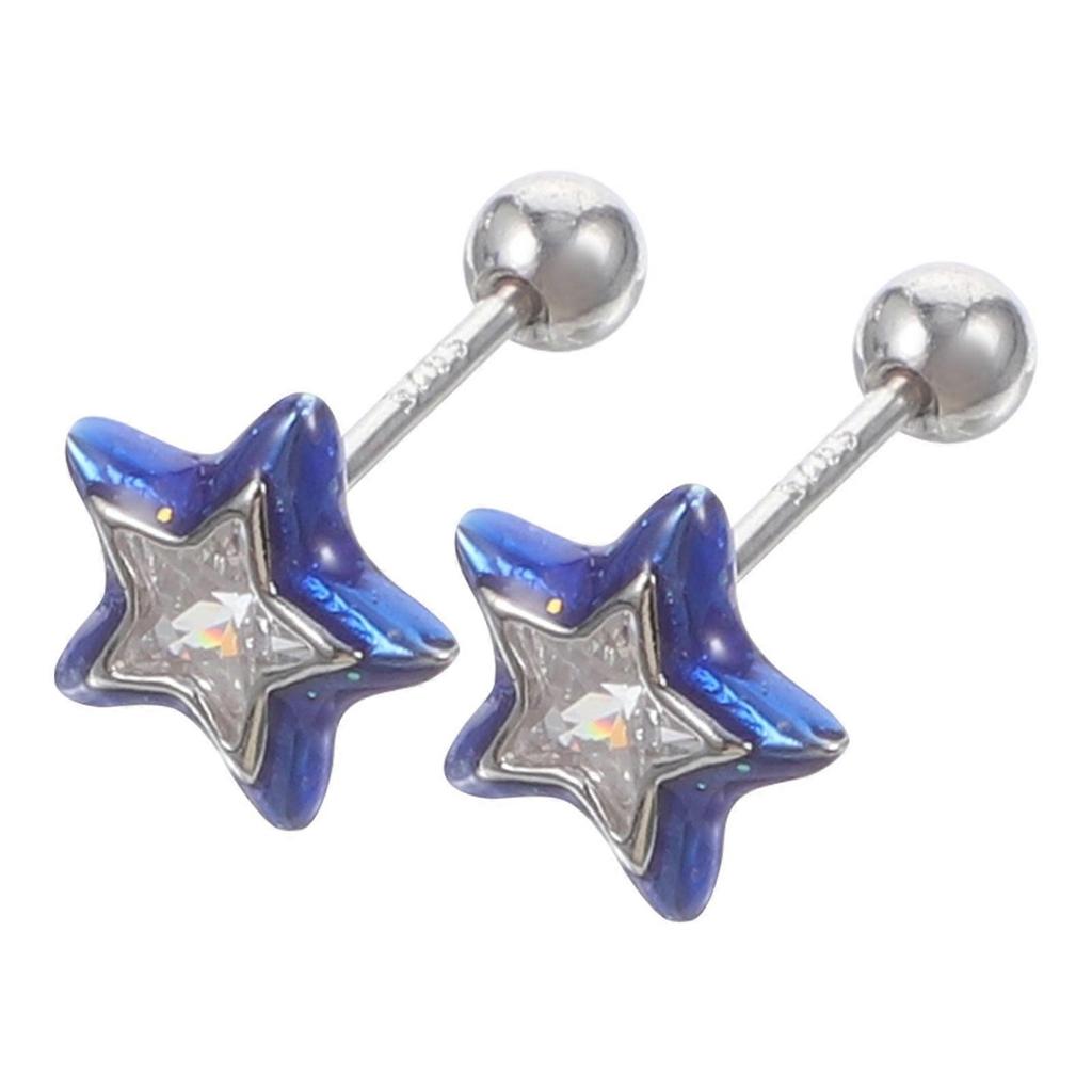 Eease Women's Blue Star Stud Earrings - Delicate Ear Jewelry