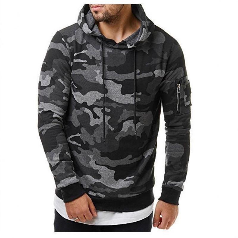 Men S Casual Camouflage Long Sleeve Hooded Pullover Sweatshirt