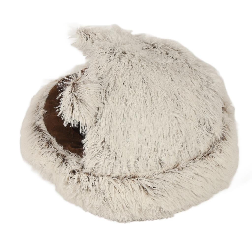 Cat Cave Bed Semi Enclosed Soft Comfortable Warm Cozy Fluffy All Seasons Universal Plush Pet Sleeping Bed for Cats Dogs