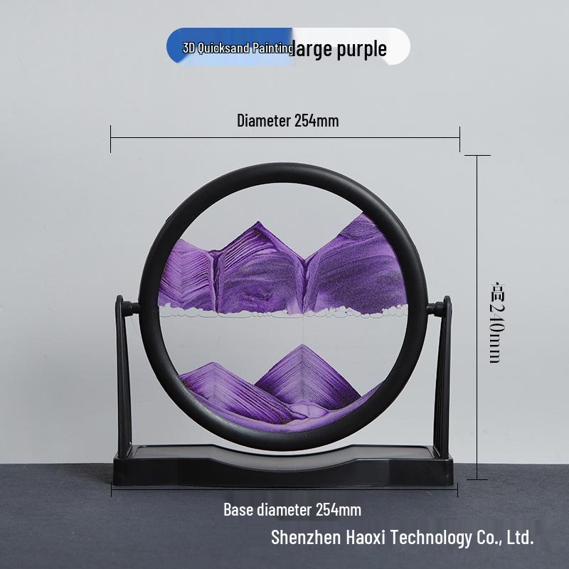 3D Dynamic Sand Art Ornament for Living Room - Round Flowing Sand Painting Home Craft Birthday Gift
