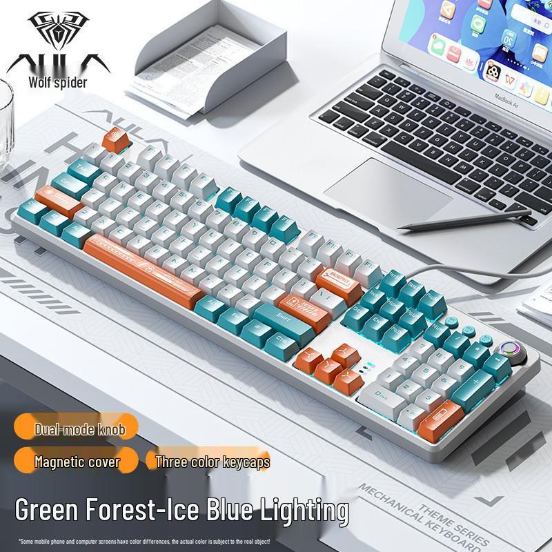 Механическая игровая клавиатура Wolf Spider F2088, синий переключатель, с подставкой для запястья для киберспорта и домашнего настольного компьютера.