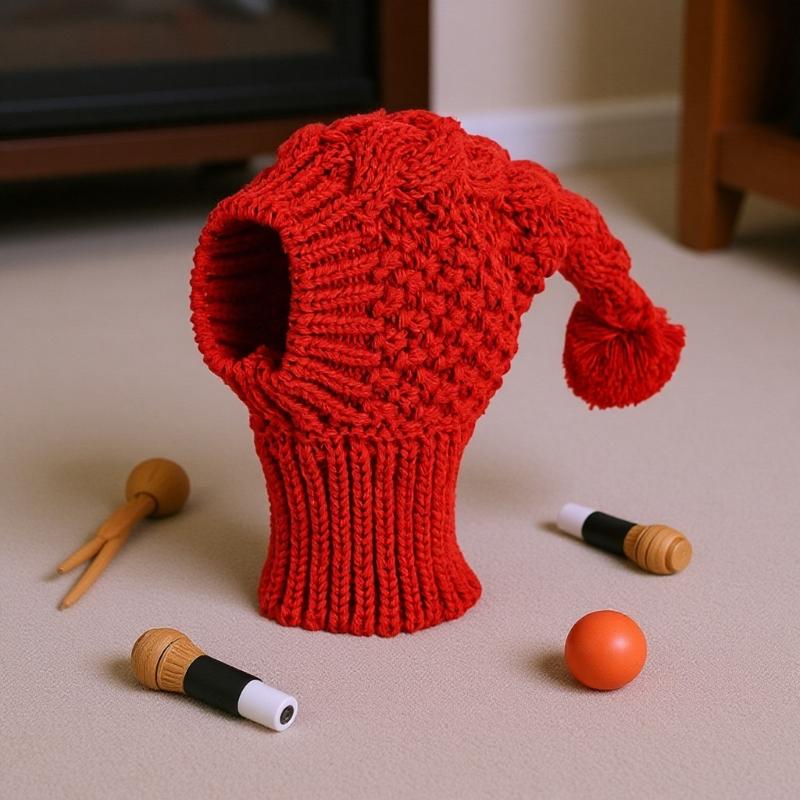 Stylish Pet Winter Hat Breathable Knitted Pullover Hat with Pompoms For Small Dog Outdoor Cold Weather Protections