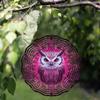 Bohemian Metal Wind Chime with Pink Owl Design, 360° Rotating Hook - Ideal for Spring & Summer Balcony
