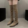 Stretch Soft Leather Women Over the Knee High Boots Pointed Toe Shoes Autumn Winter Thick Heel Ladies Long Booties