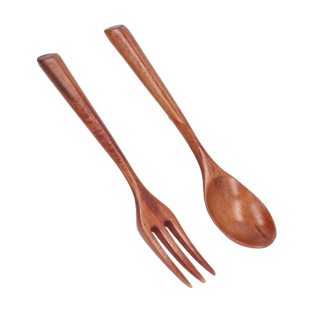 2Pcs Wood Spork Practical Dining Spork Non Scratch Serving Spork Cooking
