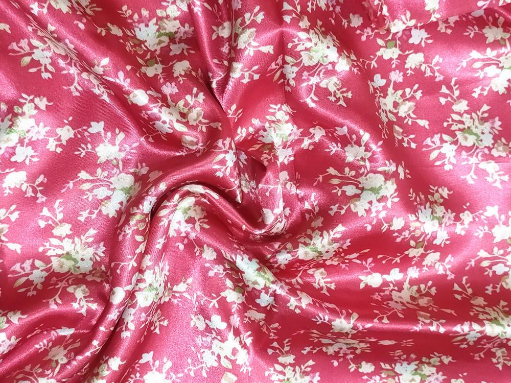 Большая Цветочная Ткань из Шелкового Сатина для Ципао, Подкладки и Ленты для Головного Убора
