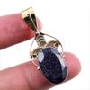 Подвеска из натурального синего солнечного камня из стерлингового серебра 925 пробы в двухцветном исполнении 1,5 дюйма a7w95