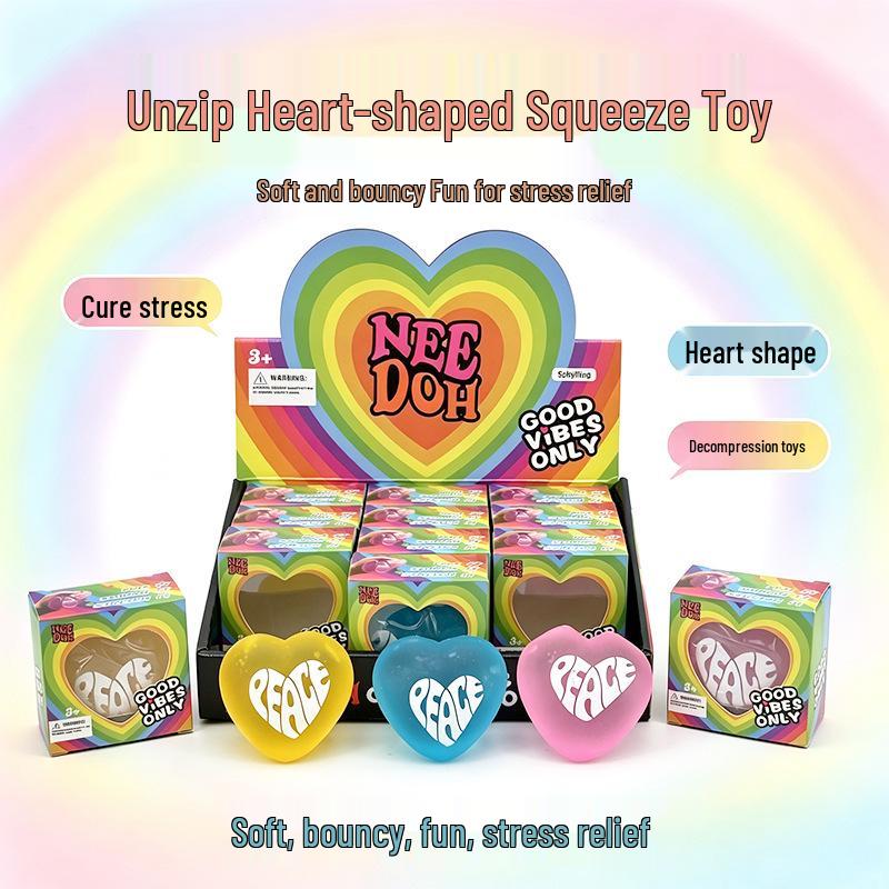 Heart-shaped NeeDoh Stress Relief Toy: Soft, Slow Rebound Squeeze for Decompression and Relaxation.