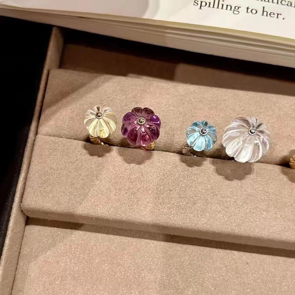 Versatile Crystal Pumpkin Open Rings Dopamine Jewelry Gifts Trendy Hand Decoration Daily Commuting