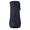 Allegra K Women's Navy Blue Ankle Boots with Side Zipper, Low Platform, and Chunky Heel, Size 23.0 cm