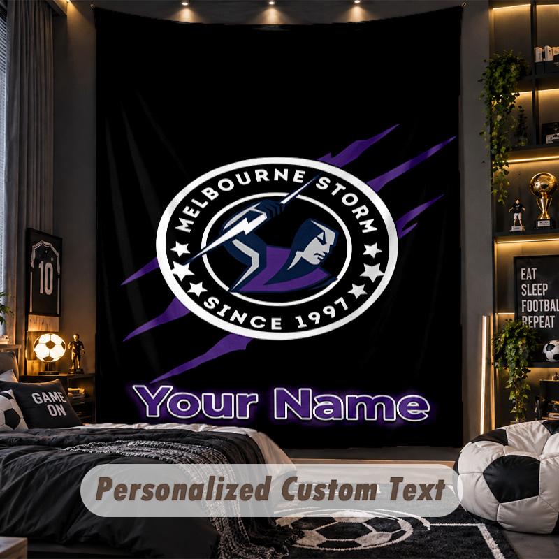 TapestryMelbourne Storm Custom Name Text Personalized Wall Hanging Tapestry Home Wall Decor