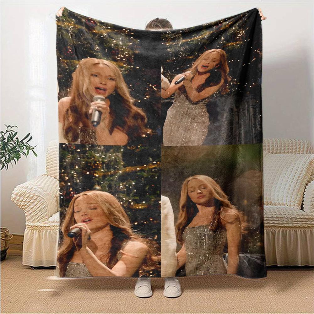 Christmas Carol Performance Blanket Soft Throw Blanket For Home Bedroom Bed Sofa Travel Office Solid Christmas Blanket