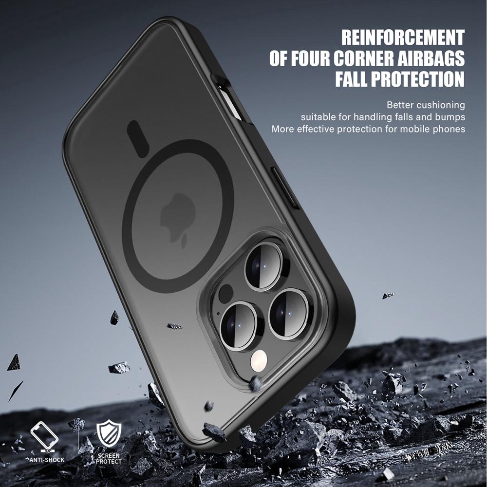 KEYSION Matte Case for MagSafe for iPhone 16 Pro Max Silicone+PC Translucent Shockproof Phone Back Cover for iPhone 15 Pro Max