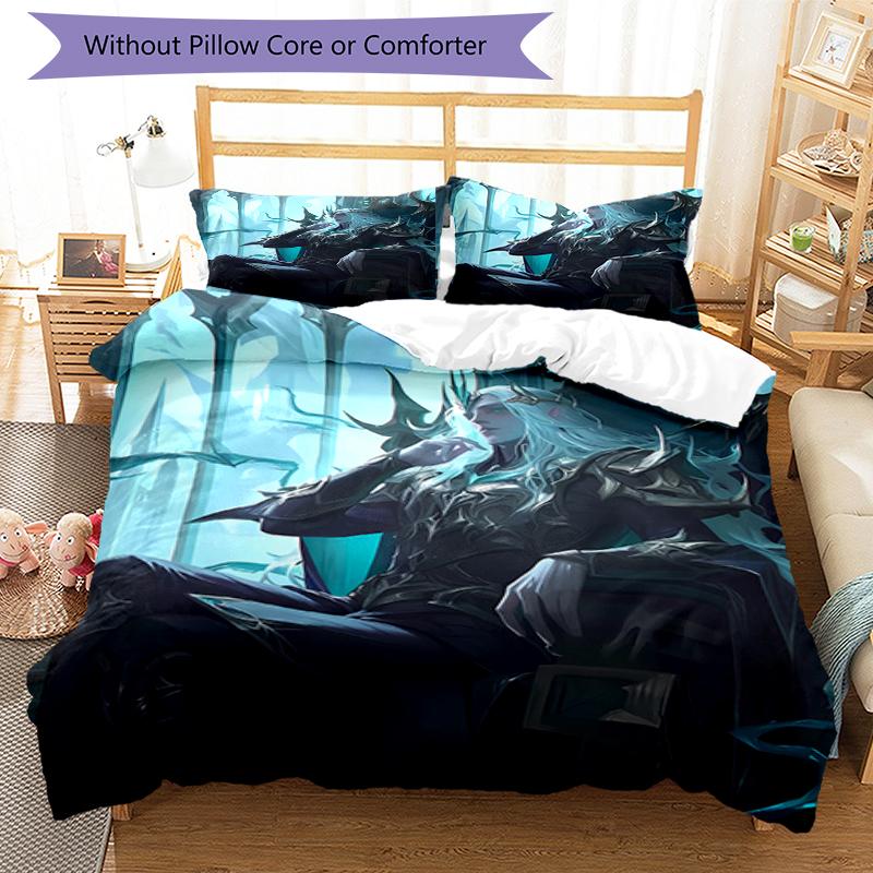 3pcs League of Legends Bedding Set Duvet Cover Closure Includes 1 Duvet Cover & 2 Pillowcases, Soft and Comfortable for All Seasons.
