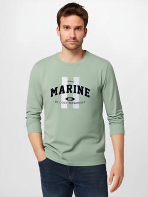 Футболка мужская с длинным рукавом с морским узором из чистого хлопка, повседневные пуловеры больших размеров для мужчин