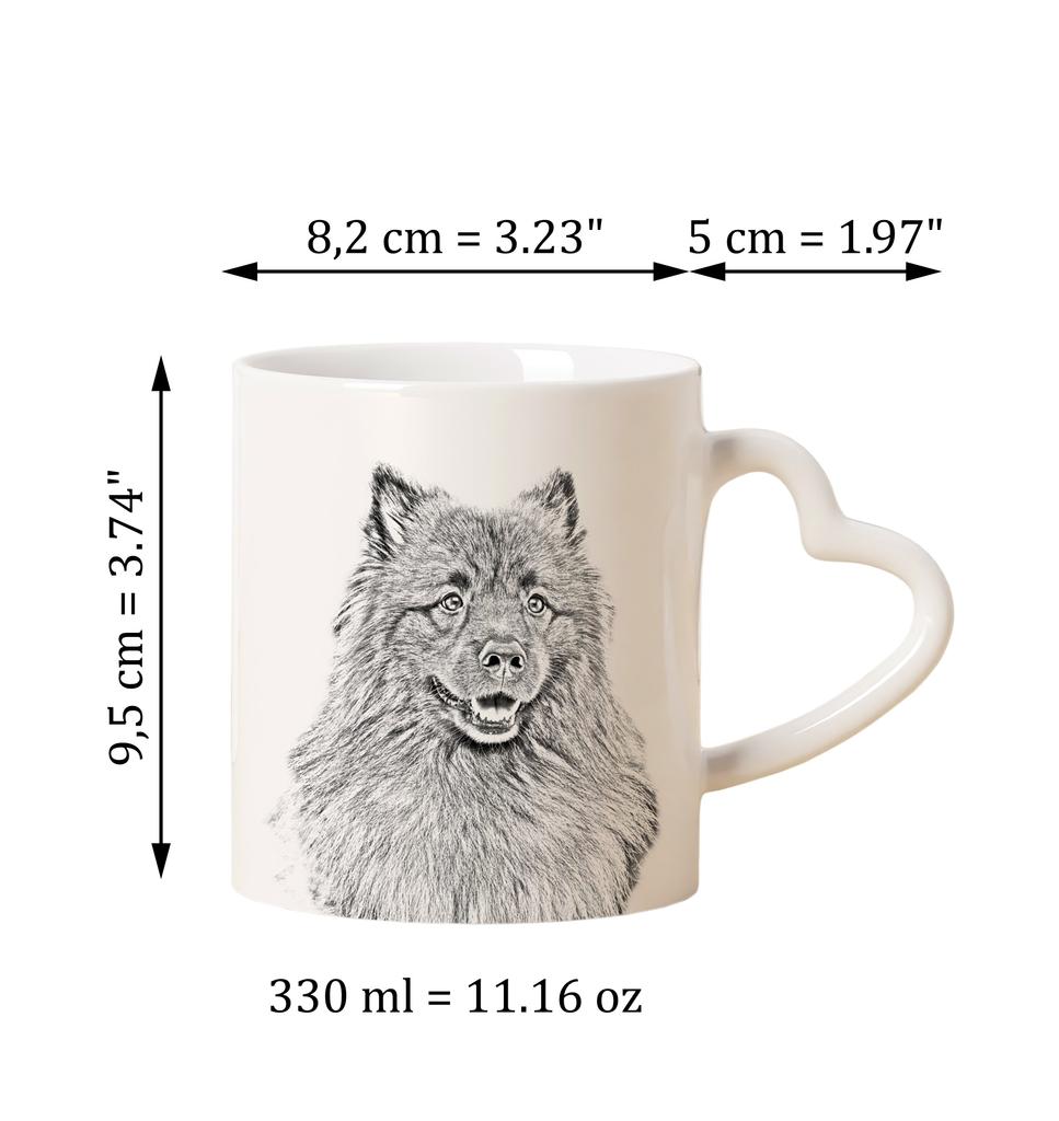 Keeshond, Dutch Barge Dog, Smiling Dutchman, - cup with a dog, adorable cup with a heart-shaped handle, universal gift from the Art-Dog brand