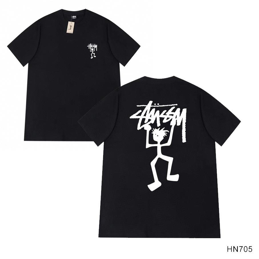 Stussy Летняя новая футболка из высококачественного хлопка с круглым вырезом для мужчин и женщин 2025 года, классический логотип с новым рисунком, парная футболка