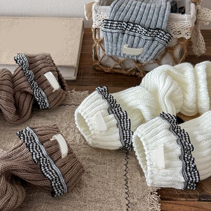 Эластичные Штанины в Милом Стиле Теплые Носки Длиной до Икры Для Девочек Складчатый Дизайн Модные Зимние Аксессуары