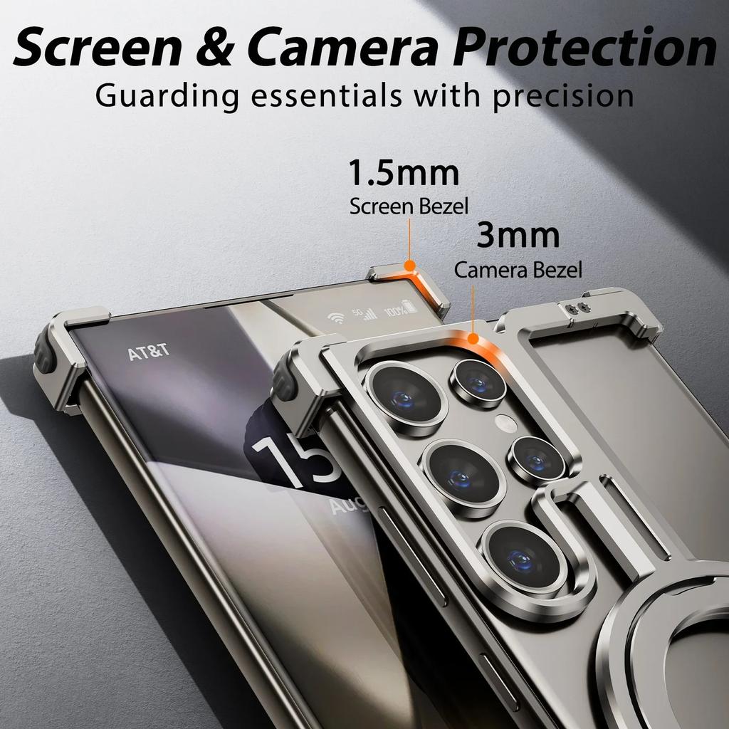 Для Samsung Galaxy S25 S24 Ultra Plus Galaxy Металлическая Бамперная Рамка Подставка Магнитный Чехол для Телефона С Держателем-Кольцом для Пальца Чехол для Телефона
