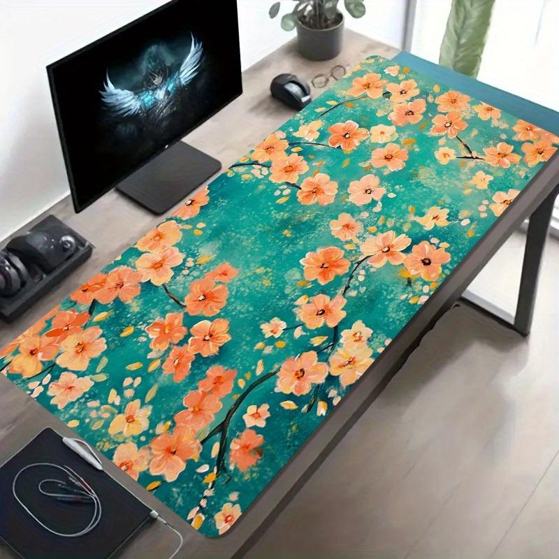 1pc Floral Hand Painted Large Gaming Mouse Pad Non Slip Washable Rubber Base Office Computer Desk Decor Mat