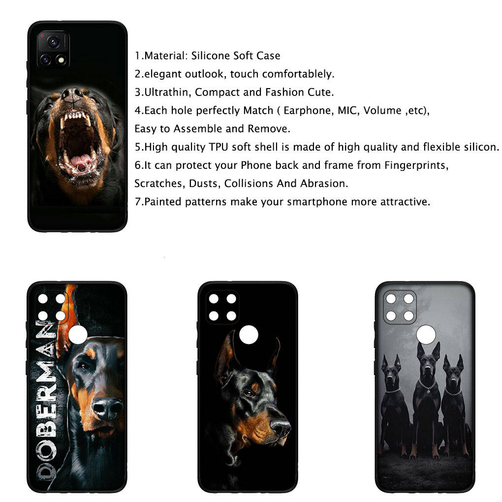 Чехол для iPhone 15 14 Xiaomi Redmi Note 13 12 11 Pro Max X 8 7 9 XR Samsung Galaxy S24 S23 S20 FE 12C 13C 9C OPPO A15 Huawei Doberman Dog Phone Case