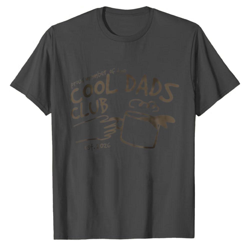Hand Drawn Coffee Mug Cool Dads Club Sketch Cotton T Shirt Print Fathers Day Gift Tee Casual Papa Daddy Daily Life Family Tops